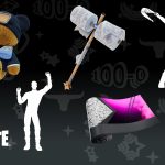 Fortnite Clix Bear Back Bling, 2-Ply TP Hammer Pickaxe, Soggy Snap Emote, Clix Groove Emote, and Chain Linx Wrap