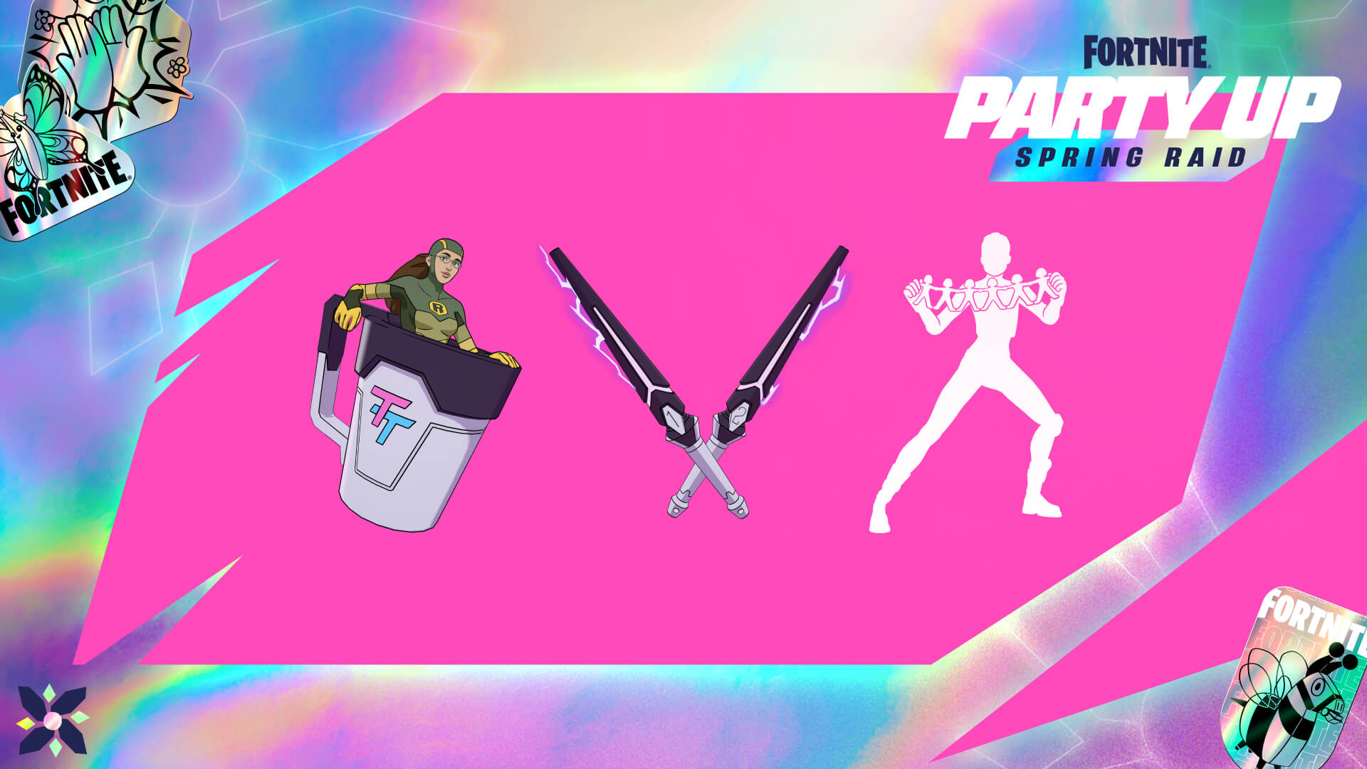Fortnite Shrinking Rae Back Bling, Duplicating Batons Pickaxe, and Duplikates Emote
